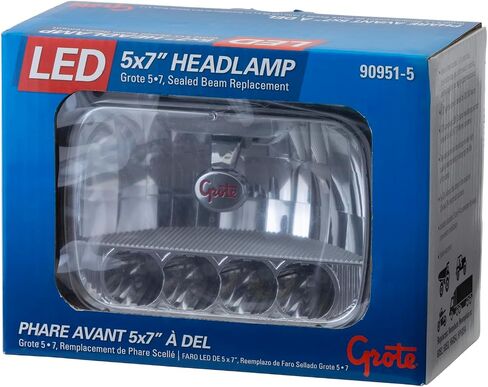 Grote 909515 مصابيح أمامية ذات شعاع مختوم LED، 5 × 7 مصابيح أمامية مختومة LED، 9 32 فولت in Saudi Arabia