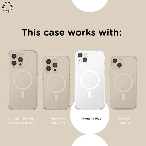 Popsockets iPhone 14 Case مع قبضة الهاتف وشريحة متوافقة مع Magsafe ، علبة الهاتف لجهاز iPhone 14 ، الشحن اللاسلكي متوافق - شفاف أسود in Kuwait