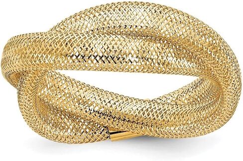 14K Gold Twisted Woven Mesh Stretch Ring Size 7 in Saudi Arabia