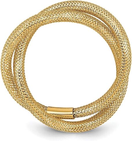 14K Gold Twisted Woven Mesh Stretch Ring Size 7 in Saudi Arabia