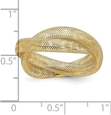 14K Gold Twisted Woven Mesh Stretch Ring Size 7 in Saudi Arabia