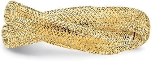 14K Gold Twisted Woven Mesh Stretch Ring Size 7 in Saudi Arabia