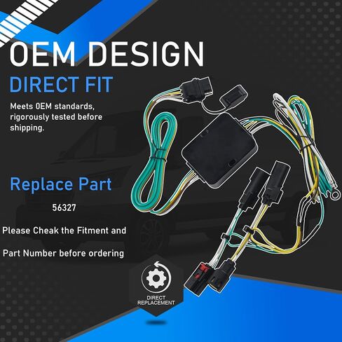 4-Pin Trailer Hitch Wiring Harness Kit Vehicle-Side Custom Compatible with 2015-2024 Ford Transit-150 250 350 HD Cargo Van Standard 4 Way Flat Trailer Connector Plug Replaces 56327 in Saudi Arabia