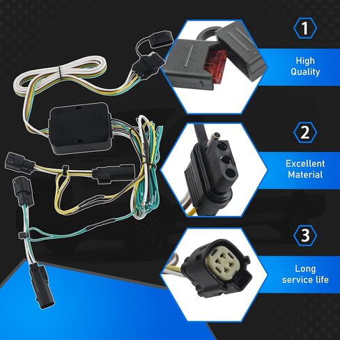 4-Pin Trailer Hitch Wiring Harness Kit Vehicle-Side Custom Compatible with 2015-2024 Ford Transit-150 250 350 HD Cargo Van Standard 4 Way Flat Trailer Connector Plug Replaces 56327 in Saudi Arabia
