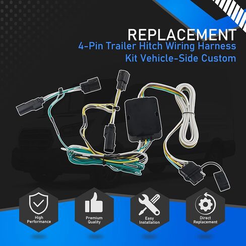 4-Pin Trailer Hitch Wiring Harness Kit Vehicle-Side Custom Compatible with 2015-2024 Ford Transit-150 250 350 HD Cargo Van Standard 4 Way Flat Trailer Connector Plug Replaces 56327 in Saudi Arabia