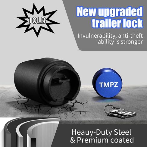 TMPZ Upgraded Heavy Duty Steel Trailer Hitch Lock for 2-5/16 Inch Couplers – Coupler Lock Secures Safety Chains, Anti-Theft Weatherproof Protection for RV, Boat, Camper & Utility Trailers (Blue) in Saudi Arabia