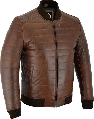Leathers Men's Down Bomber Leather Jacket – Lambskin Mens Leather Jacket for Smart Casual – Leather Motorcycle Jacket Men in Saudi Arabia