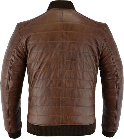 Leathers Men's Down Bomber Leather Jacket – Lambskin Mens Leather Jacket for Smart Casual – Leather Motorcycle Jacket Men in Saudi Arabia