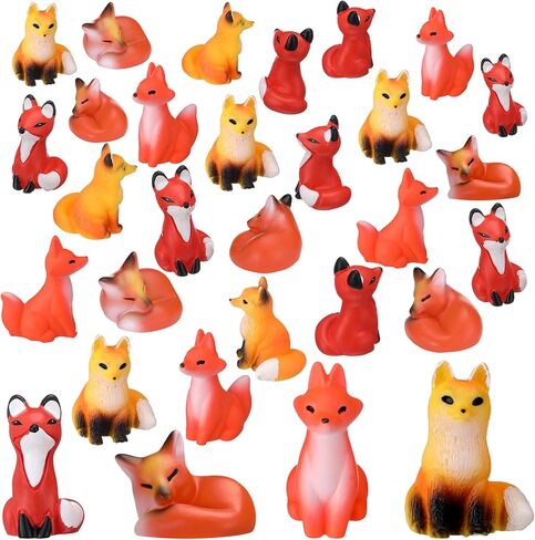 40 Pcs Mini Resin Fox Figurines Bulk Miniature Foxes Figures Cute Woodland Animal Tabletop Tray Statue for Home Desktop Micro Landscape Decor Gift Woodland Animals Christmas Party Favors in Saudi Arabia