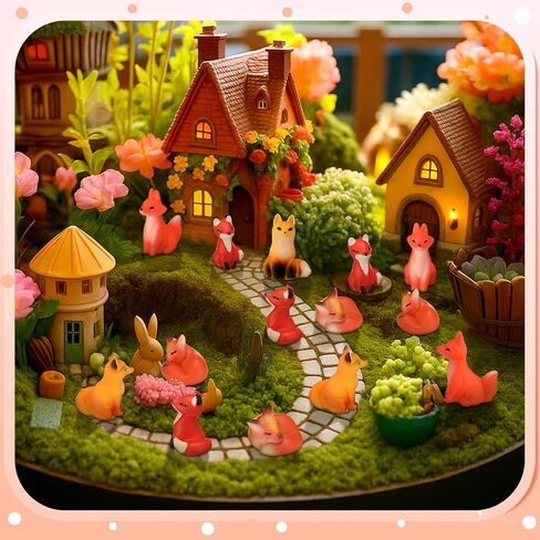 40 Pcs Mini Resin Fox Figurines Bulk Miniature Foxes Figures Cute Woodland Animal Tabletop Tray Statue for Home Desktop Micro Landscape Decor Gift Woodland Animals Christmas Party Favors in Saudi Arabia