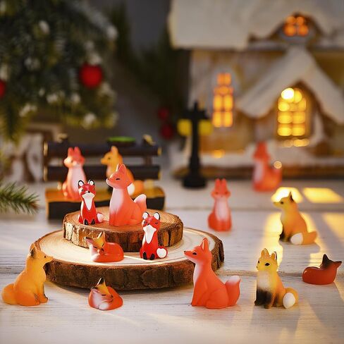 40 Pcs Mini Resin Fox Figurines Bulk Miniature Foxes Figures Cute Woodland Animal Tabletop Tray Statue for Home Desktop Micro Landscape Decor Gift Woodland Animals Christmas Party Favors in Saudi Arabia