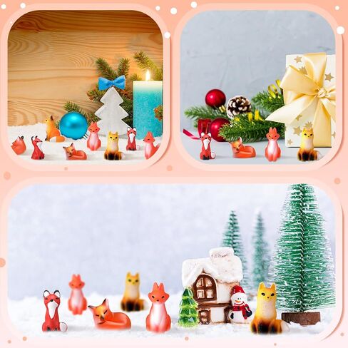 40 Pcs Mini Resin Fox Figurines Bulk Miniature Foxes Figures Cute Woodland Animal Tabletop Tray Statue for Home Desktop Micro Landscape Decor Gift Woodland Animals Christmas Party Favors in Saudi Arabia