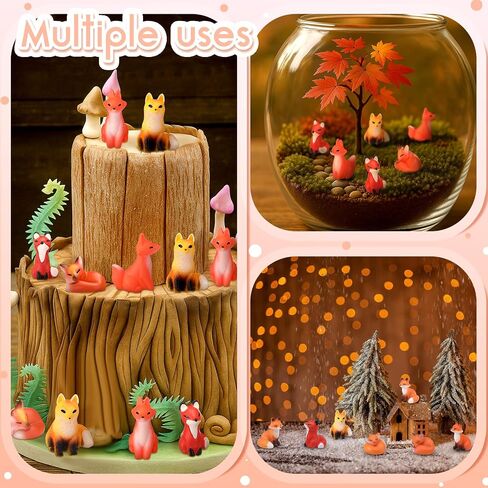 40 Pcs Mini Resin Fox Figurines Bulk Miniature Foxes Figures Cute Woodland Animal Tabletop Tray Statue for Home Desktop Micro Landscape Decor Gift Woodland Animals Christmas Party Favors in Saudi Arabia