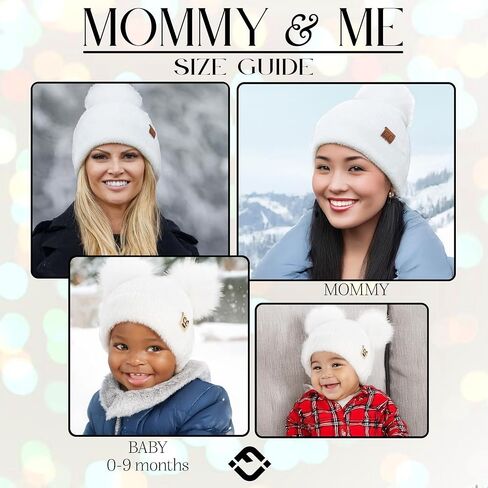 مجموعة Funky Junque Mommy & Me المتطابقة مزدوجة بوم بيني - للبالغين والرضع (عبوتان) in Kuwait