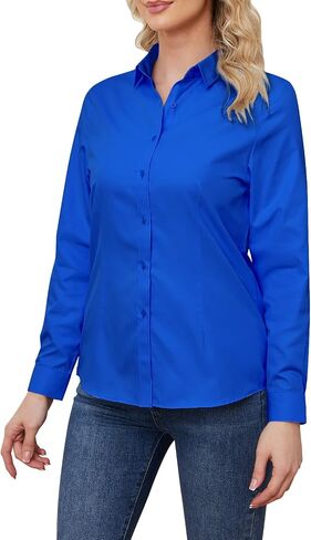 Wrinkle Free Womens Button Down Shirts for Women Long Sleeve Stretch Business Office Formal Work Blouses Tops in Kuwait
