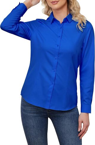 Wrinkle Free Womens Button Down Shirts for Women Long Sleeve Stretch Business Office Formal Work Blouses Tops in Kuwait