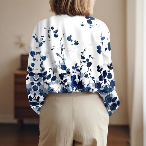 Long Sleeve Button Down Shirts for Women Business Casual Work Blouses Vintage Floral Printed Tops Halloween Shirts in Saudi Arabia