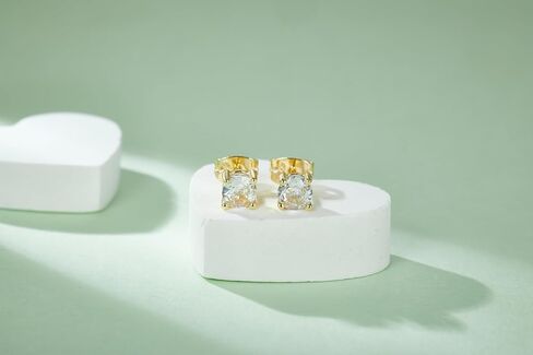 14k Brass Diamond Stud Earrings,Cut Cubic Zirconia Stud Earrings For Women,Jewellery Gift for Her in Saudi Arabia