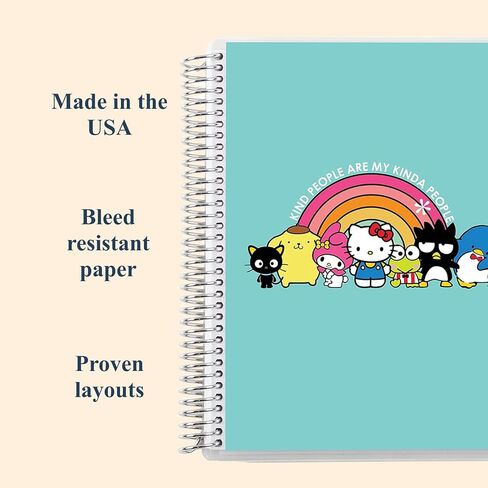 Erin Condren 7" X 9" Spiral Bound Productivity Notebook - Hello Kitty Meadows, 160 Lined Page & To Do List Organizer Notebook, 80Lb Thick Mohawk Paper, Stickers Included in Saudi Arabia