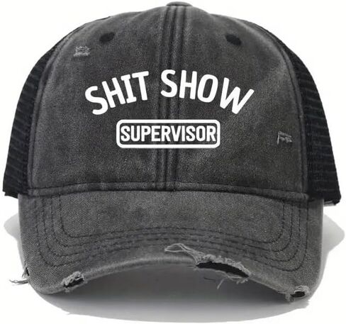 Shit Show مطبوعة قبعة بيسبول خمر مغسولة للجنسين شبكة قبعات سائقي الشاحنات تنفس قابل للتعديل جولف قبعات الشمس للنساء والرجال رمادي in Saudi Arabia