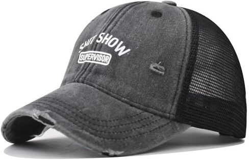 Shit Show مطبوعة قبعة بيسبول خمر مغسولة للجنسين شبكة قبعات سائقي الشاحنات تنفس قابل للتعديل جولف قبعات الشمس للنساء والرجال رمادي in Saudi Arabia