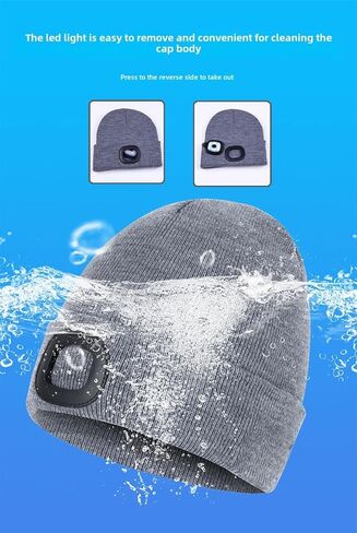 قبعة صغيرة LED للجنسين مع ضوء، قبعة مصباح أمامي LED قابلة لإعادة الشحن عبر USB، قبعة صغيرة محبوكة بإضاءة ليلية وقبعة مصباح يدوي in Kuwait