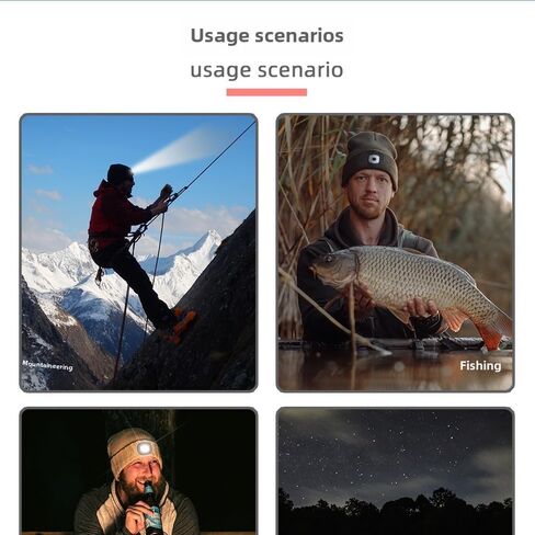 قبعة صغيرة LED للجنسين مع ضوء، قبعة مصباح أمامي LED قابلة لإعادة الشحن عبر USB، قبعة صغيرة محبوكة بإضاءة ليلية وقبعة مصباح يدوي in Kuwait