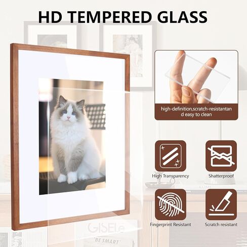 5x7 Picture Frame, Solid Natural Walnut Wood Photo Frame with Tempered Glass, 5 x 7 Wooden Frame Matted to 4x6/3x5, Wall or Tabletop Display in Saudi Arabia