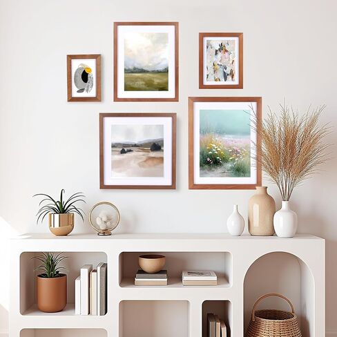 5x7 Picture Frame, Solid Natural Walnut Wood Photo Frame with Tempered Glass, 5 x 7 Wooden Frame Matted to 4x6/3x5, Wall or Tabletop Display in Saudi Arabia