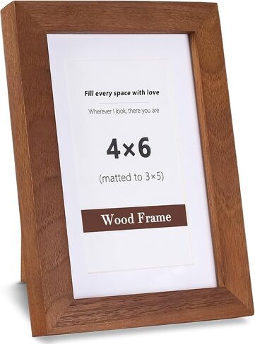 5x7 Picture Frame, Solid Natural Walnut Wood Photo Frame with Tempered Glass, 5 x 7 Wooden Frame Matted to 4x6/3x5, Wall or Tabletop Display in Saudi Arabia