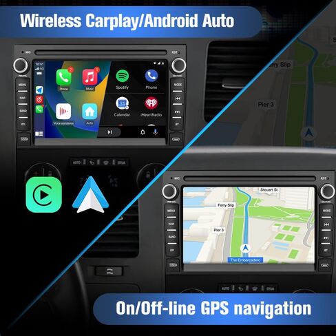 Android 13 [2G+64G] Car Radio for GMC Sierra Yukon Chevrolet Buick Chevy Silverado,8 Inch Touch Screen Stereo with GPS SWC Wireless Apple CarPlay Android Auto in Kuwait