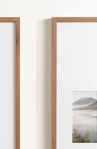 Kate and Laurel Gallery Rectangular Panel Picture Frame Set of 2, 14 x 30 matted to 8 x 10, Light Natural, Modern Tall Two-Piece Photo Frame Set for Gallery Wall Decor in Living Room Wall Display in Saudi Arabia