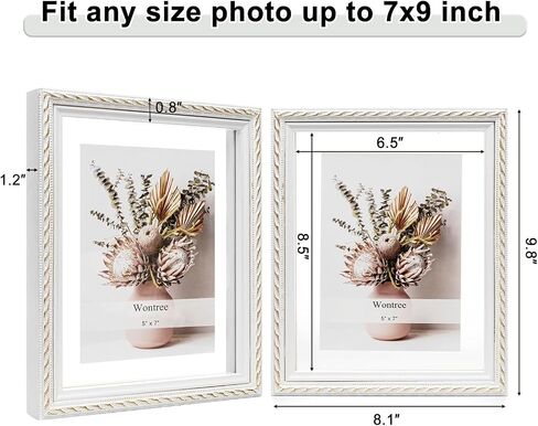 إطار صورة عائم مقاس 11 × 14، من خشب الصنوبر الصلب مع زجاج حقيقي مزدوج الجوانب، يناسب مقاس 8 × 10 أو عرض أي صورة بحجم يصل إلى 11 × 14، معلق على الحائط أو قائم بذاته على سطح الطاولة، طبيعي in Kuwait