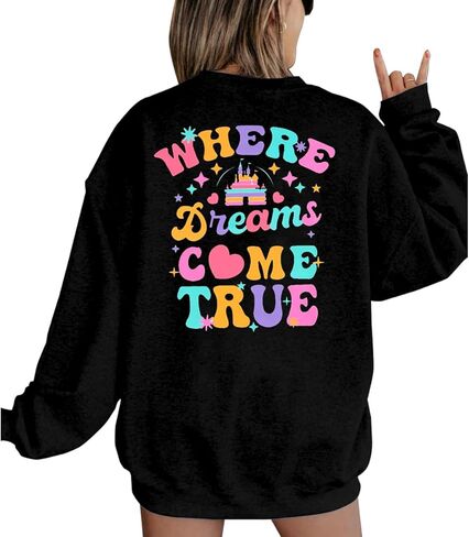 ASTANFY Magic Kingdom Sweatshirt for Women Castle Graphic Sweatshirts Oversized Family Vacation shirts Long Sleeve Pullover in Kuwait