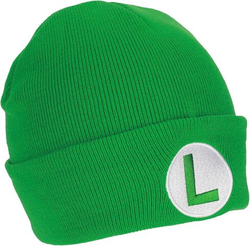 Bioworld Super Mario Luigi Logo Embroidery Standard Cuff Acrylic Knit Beanie Cuff Beanie in Saudi Arabia