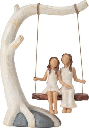 Swing Statue. Mother Daughter Sculpted Hand-Painted Figurine.Mom Birthday Gift from Daughter in Saudi Arabia