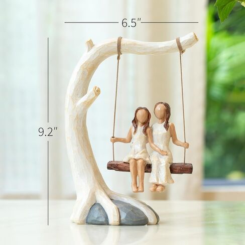 Swing Statue. Mother Daughter Sculpted Hand-Painted Figurine.Mom Birthday Gift from Daughter in Saudi Arabia