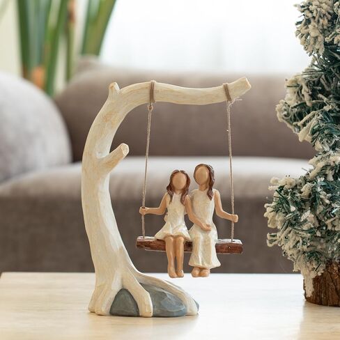 Swing Statue. Mother Daughter Sculpted Hand-Painted Figurine.Mom Birthday Gift from Daughter in Saudi Arabia