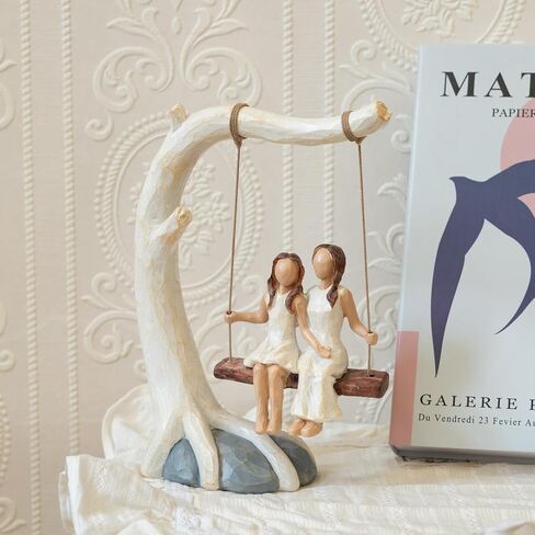 Swing Statue. Mother Daughter Sculpted Hand-Painted Figurine.Mom Birthday Gift from Daughter in Saudi Arabia