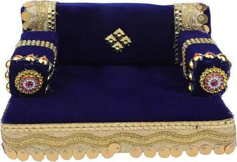 ديكور Laddu Gopal Singhasan لـ Bal Gopal Laddu Gopal Ji Velvet Mattress Cushion Gadda Ladoo Gopal Dress Asan مجموعة زخارف هندية تقليدية لمهرجان ديوالي (الحجم: -8 "X5") (مارون) in Kuwait