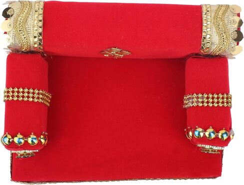 ديكور Laddu Gopal Singhasan لـ Bal Gopal Laddu Gopal Ji Velvet Mattress Cushion Gadda Ladoo Gopal Dress Asan مجموعة زخارف هندية تقليدية لمهرجان ديوالي (الحجم: -8 "X5") (مارون) in Kuwait