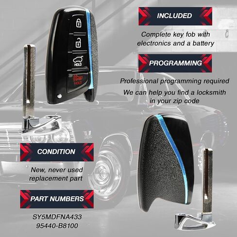 USARemote دخول بدون مفتاح عن بعد مفتاح فوب الذكية لـ 2013 2014 2015 2016 Hyundai Santa Fe (SY5MDFNA433، 95440-B8100) in Kuwait