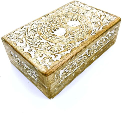 Wooden Jewelry Organizer Carving Decorative Case Kit storage boxes jewellery box organisers Vanity Organiser for Women, jewellery box for girls (8 Inches), Wood in Saudi Arabia
