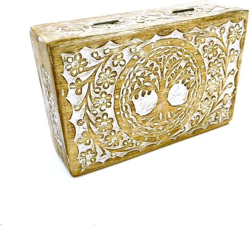 Wooden Jewelry Organizer Carving Decorative Case Kit storage boxes jewellery box organisers Vanity Organiser for Women, jewellery box for girls (8 Inches), Wood in Saudi Arabia