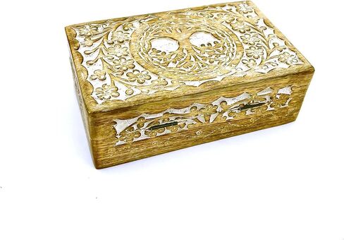 Wooden Jewelry Organizer Carving Decorative Case Kit storage boxes jewellery box organisers Vanity Organiser for Women, jewellery box for girls (8 Inches), Wood in Saudi Arabia