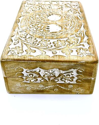 Wooden Jewelry Organizer Carving Decorative Case Kit storage boxes jewellery box organisers Vanity Organiser for Women, jewellery box for girls (8 Inches), Wood in Saudi Arabia