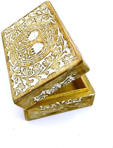 Wooden Jewelry Organizer Carving Decorative Case Kit storage boxes jewellery box organisers Vanity Organiser for Women, jewellery box for girls (8 Inches), Wood in Saudi Arabia