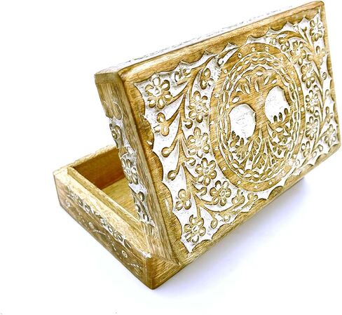 Wooden Jewelry Organizer Carving Decorative Case Kit storage boxes jewellery box organisers Vanity Organiser for Women, jewellery box for girls (8 Inches), Wood in Saudi Arabia