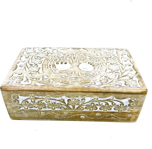 Wooden Jewelry Organizer Carving Decorative Case Kit storage boxes jewellery box organisers Vanity Organiser for Women, jewellery box for girls (8 Inches), Wood in Saudi Arabia