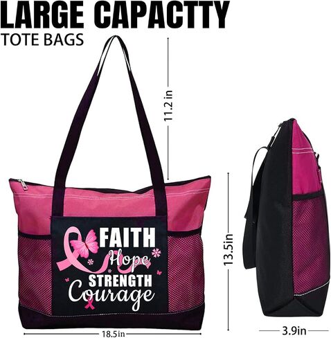 Breast Cancer Awareness Gifts for Women,Breast Cancer Tote Bag with Zipper, Pockets in Saudi Arabia